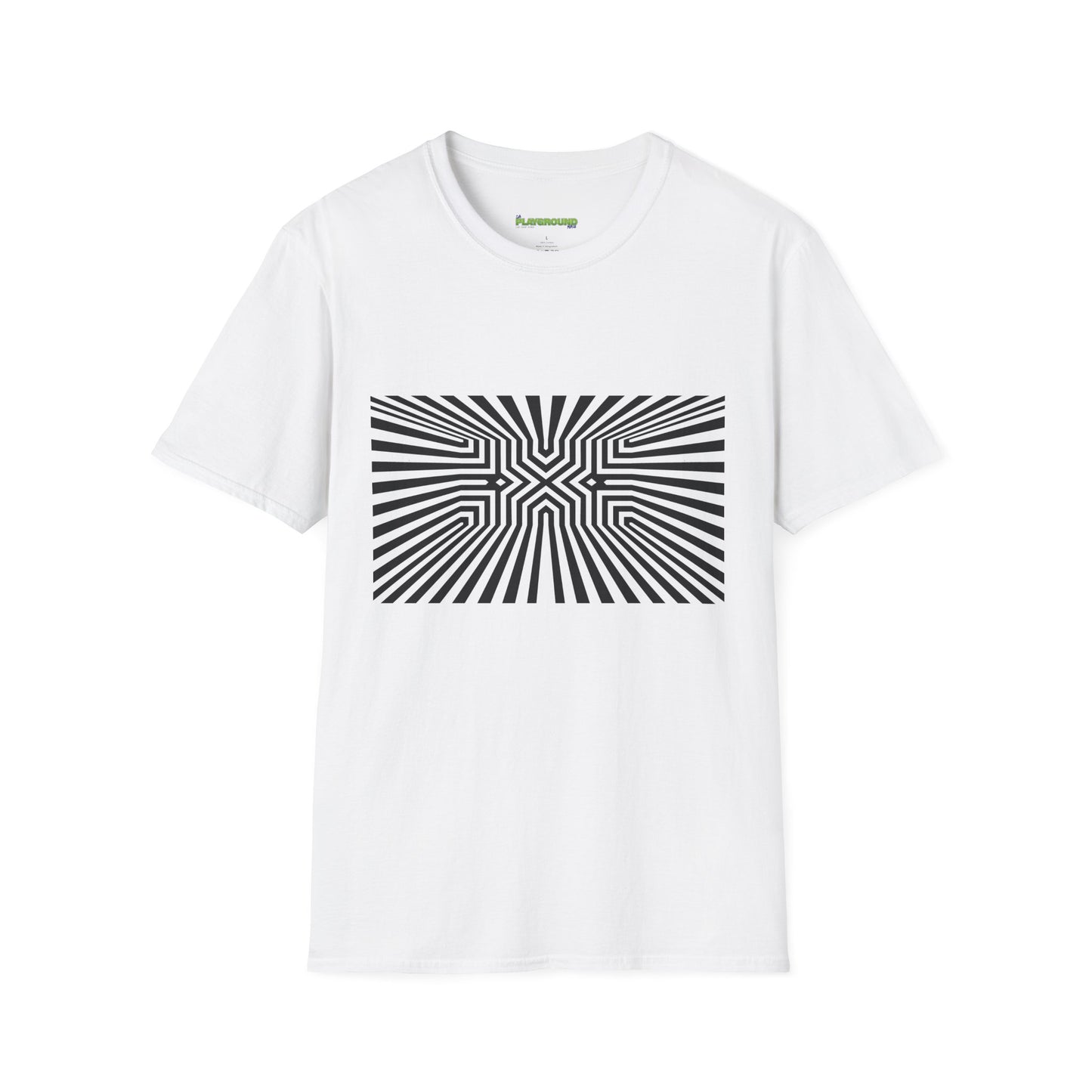 Optical Maze T-Shirt — Black Geometric Illusion Tee